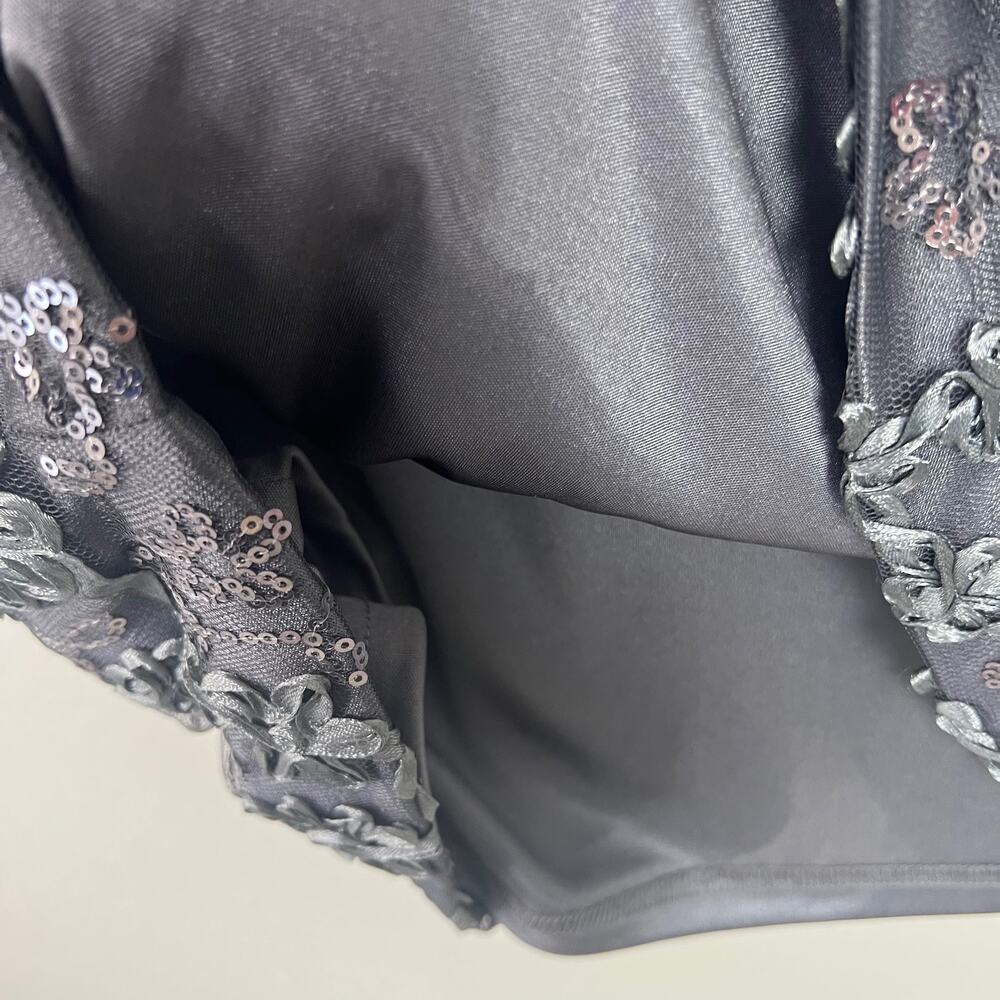 Sue Wong Nocturne Size 8 Short Sleeve Sheath Silver Sequin Cocktail Dress - Picture 8 of 13